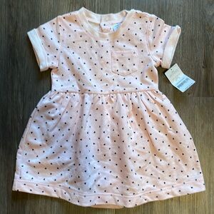 Carter’s girls pink blue heart cotton dress with attached shorts size 24 month